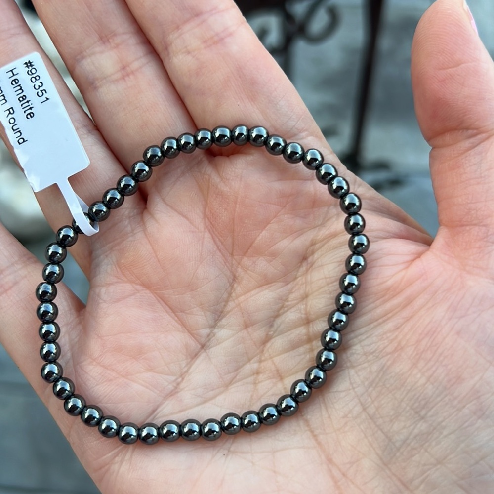 Hematite 4mm Beaded Bracelet